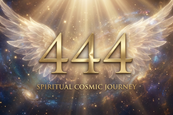 Angel Number 444 Meaning - golden number 444 with angelic wings and divine light