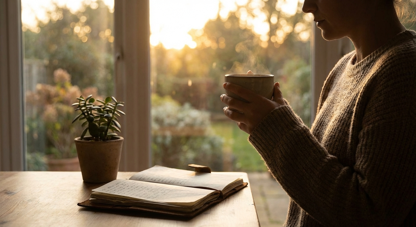 A peaceful moment of spiritual contemplation in morning light