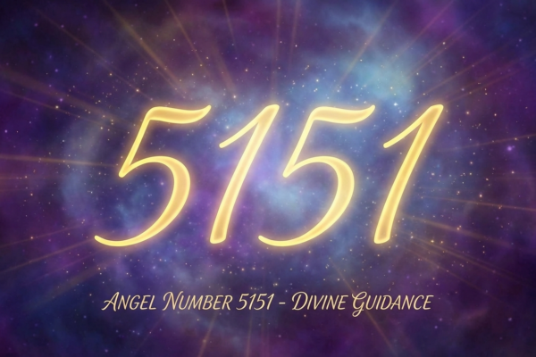 Angel number 5151 glowing in ethereal golden light