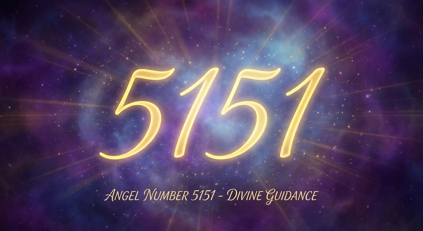 Angel number 5151 glowing in ethereal golden light