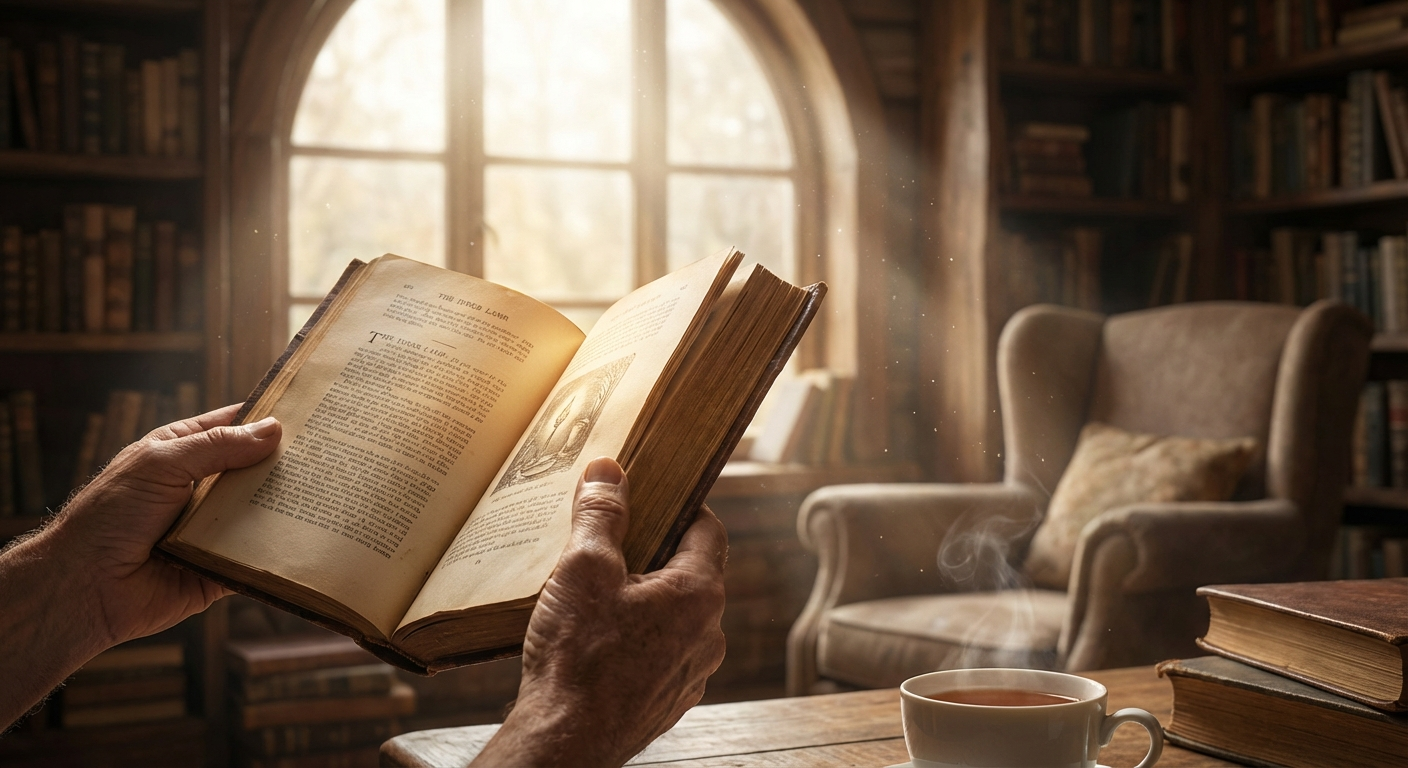 Hands holding an open book in warm golden light, representing the inner wisdom and spiritual depth that angel number 717 brings to relationships