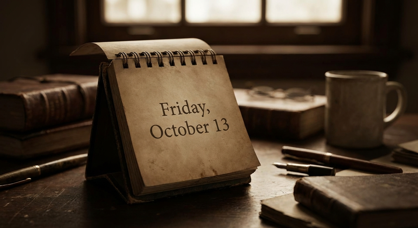 Vintage calendar showing Friday the 13th